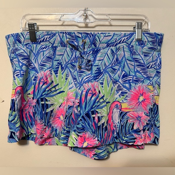 Lilly Pulitzer Katia Shorts Bennet Blue Let's Mango Size XS Flamingo Summer - Picture 1 of 5